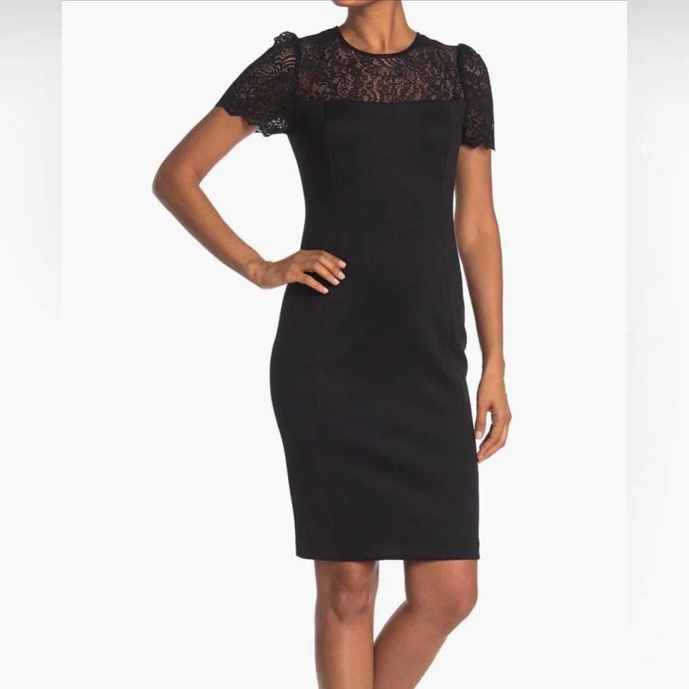 NWT Calvin Klein Lace Yoke Sheath Dress - size 8 - Picture 1 of 5
